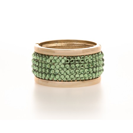 Glamorous Green & Gold Bangle Bracelet with Genuine Swarovski Crystals (Choose Your Crystal Color)