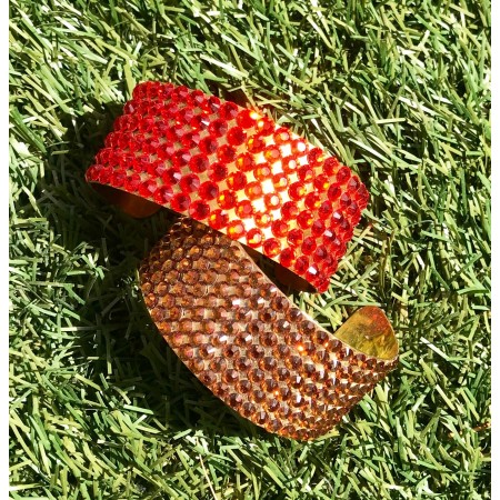 Multi Colored Red and Gold Crystal Cuffs