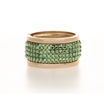 Glamorous Green & Gold Bangle Bracelet with Genuine Swarovski Crystals (Choose Your Crystal Color)