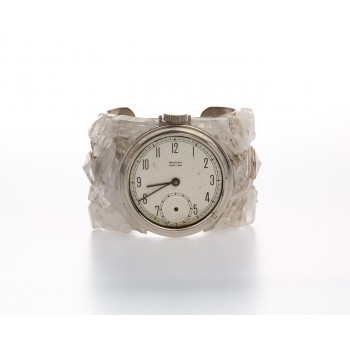 Timeless & Elegant Quartz Crystal & Vintage Timeface Adorned Bracelet Cuff