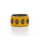 Edgy & Chic Yellow Genuine Stingray Cuff Bracelet w/Skulls