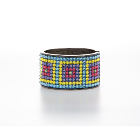 Modern & Vibrant Geometrical Patterned Cuff Bracelet w/Genuine Swarovski Crystals