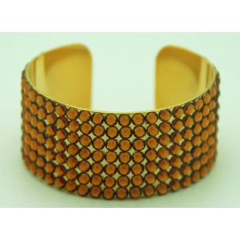 Sparkling Gold & Copper Bracelet Cuff Adorned w/Genuine Swarovski Crystals 