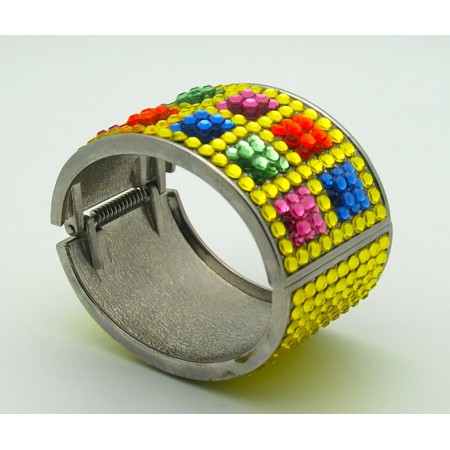 Flashy & Fun Patterned Bracelet Cuff w/Genuine Swarovski Crystals 