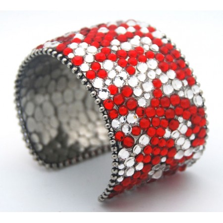 Glamorous & Glittering Red & White Genuine Swarovski Crystal Cuff Bracelet 