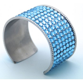 Beautiful Shimmering Turquoise Genuine Swarvoski Crystal Cuff Bracelet