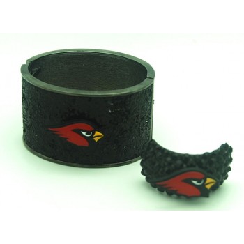 Arizona Cardinals Matching Set - Bracelet Cuff & Ponytail Holder w/Genuine Swarovski Crystals SOLD AS A SET
