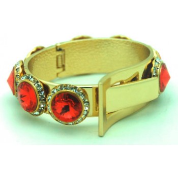 Gold Skinny with Large Red Crystals