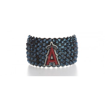 Sports - Anaheim Angels Ponytail Holder w/Dark Blue Genuine Swarovski Crystals