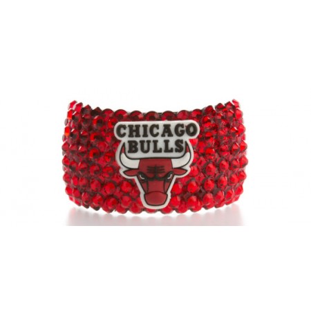 Sports - Chicago Bulls Ponytail Holder w/Red Genuine Swarovski Crystals