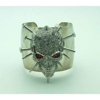 Cool & Chic Defined! Large Silver Cuff with Skull w/Nails